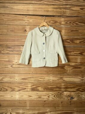Max Studio Tan Cropped Button Jacket with Peter Pan Collar